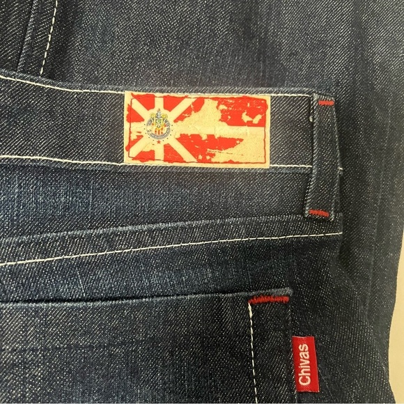 Rare Chivas Sz 11 Blue Flare Wide Leg Jeans Denim Embroidery Game Statement NWT - Picture 9 of 16